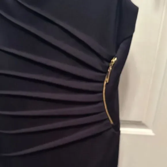 Ivanka Trump Dark Navy Midi Dress with Pleat Detail - Picture 3 of 6
